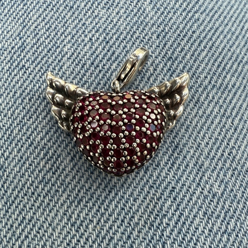 Thomas Sabo Silver Winged Heart pendant  with Red Stones